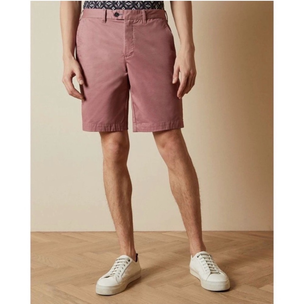 Ted Baker Cotton Chino Shorts Dark Pink Men's Size 34
